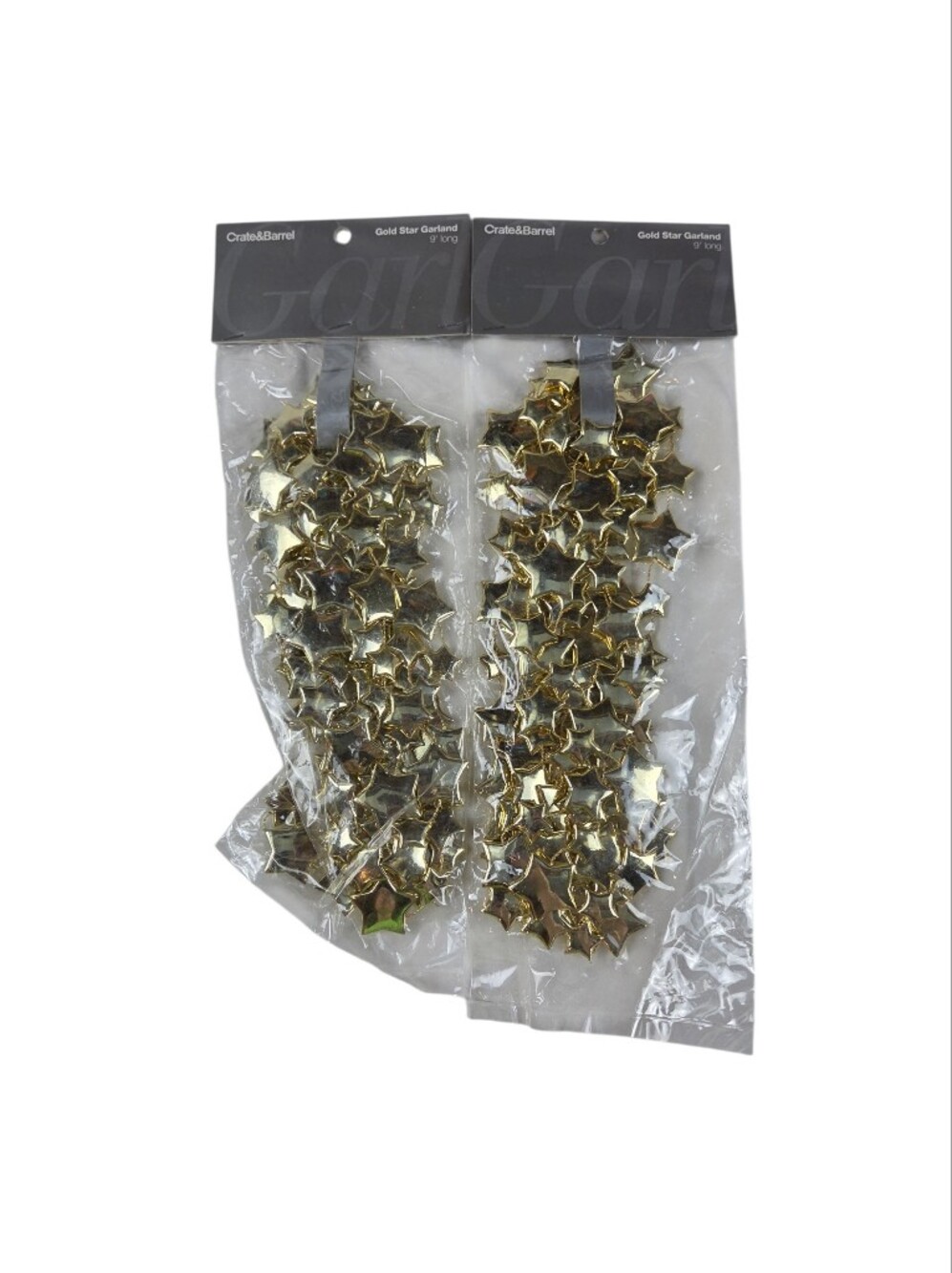 Crate & Barrel 9ft Gold Star Garland Lot of 2